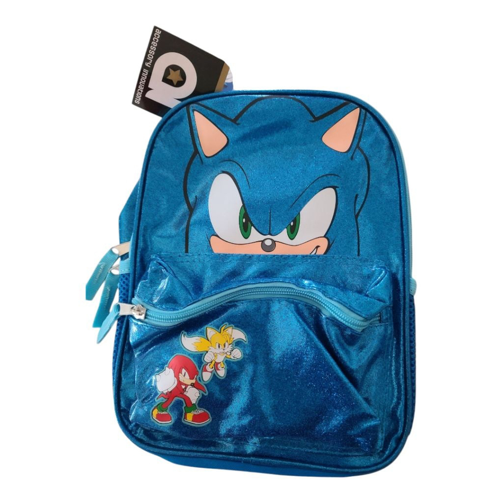 Sonic the Hedgehog Backpack, Blue Glitter, Kids